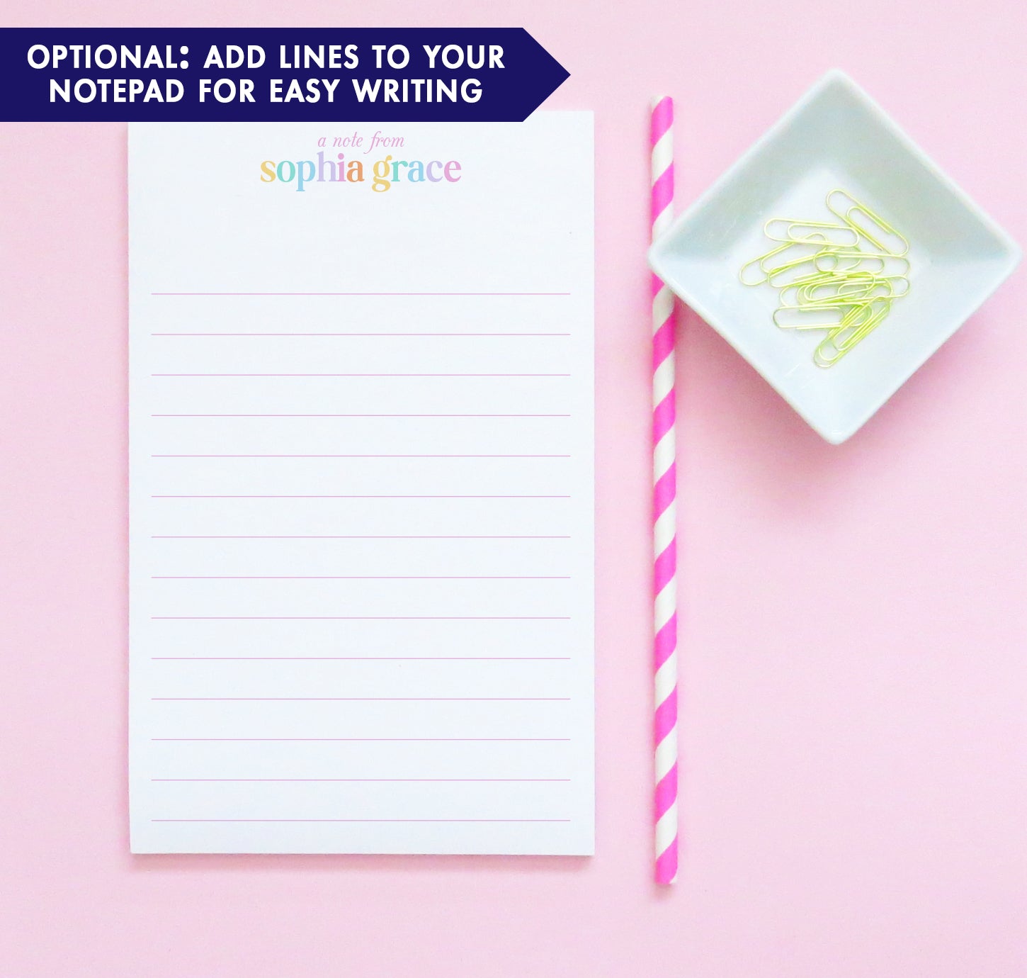 Cute Rainbow Name Custom Stationery Notepads For Girls