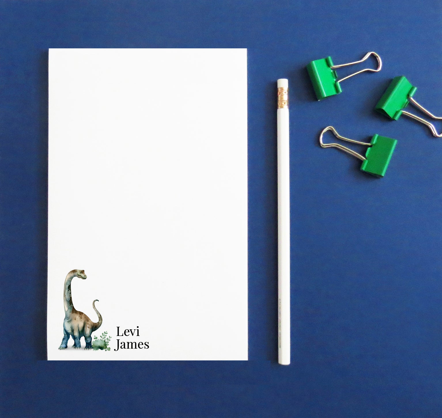 Jurassic Notepad Set Watercolor Dinosaur Personalized Notepad Sets For Kids - Modern Pink Paper
