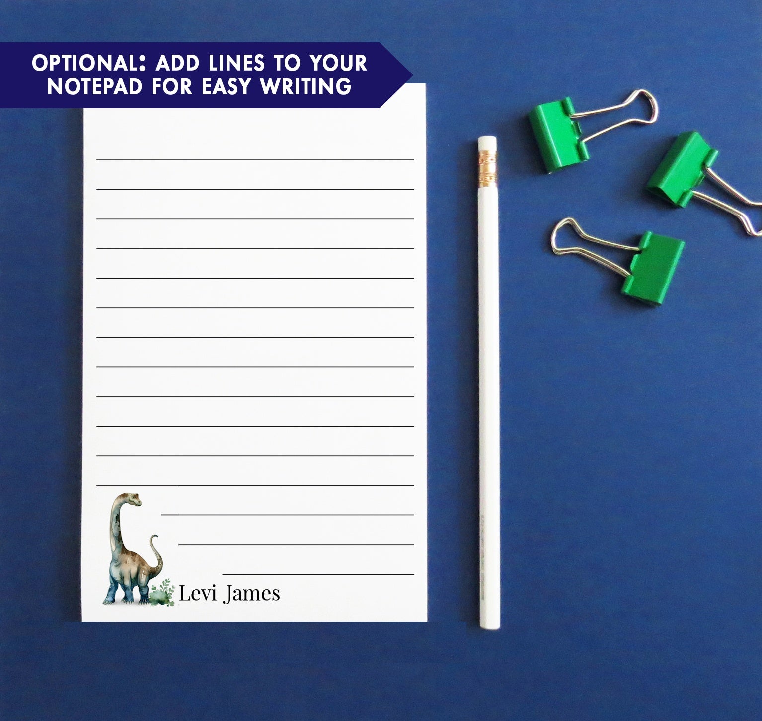Watercolor Dinosaur Personalized Notepad Sets For Kids
