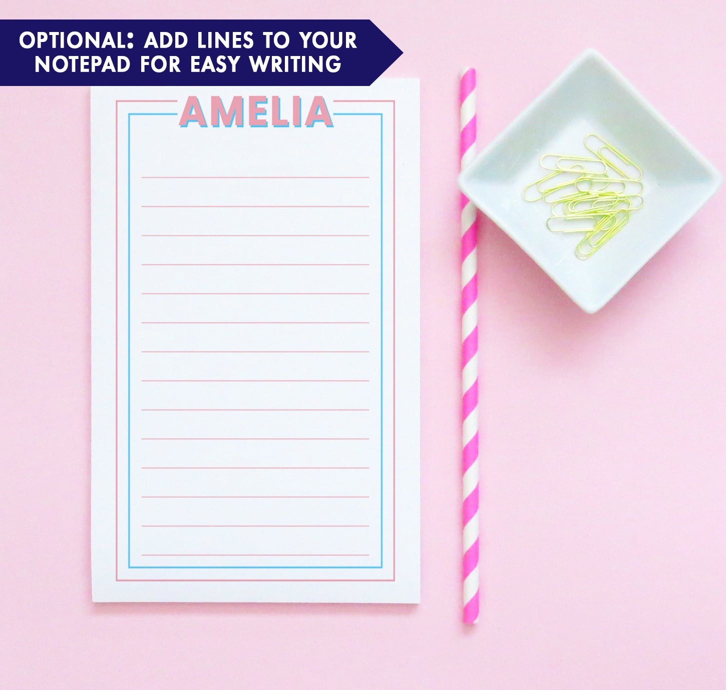 Kids Playful Custom Stationery Notepads With Simple Border