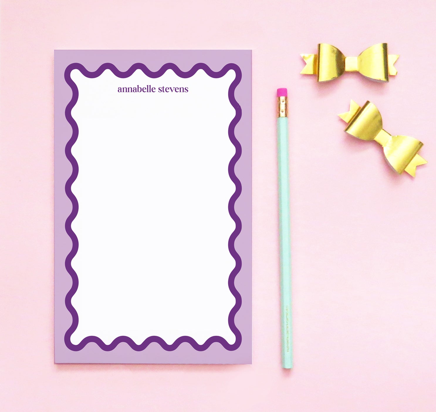 Fun Personalized Stationery Notepads With Wavy Border
