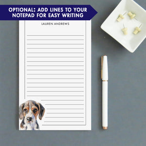 Watercolor Beagle Personalized Notepad Or Choose Your Dog Breed