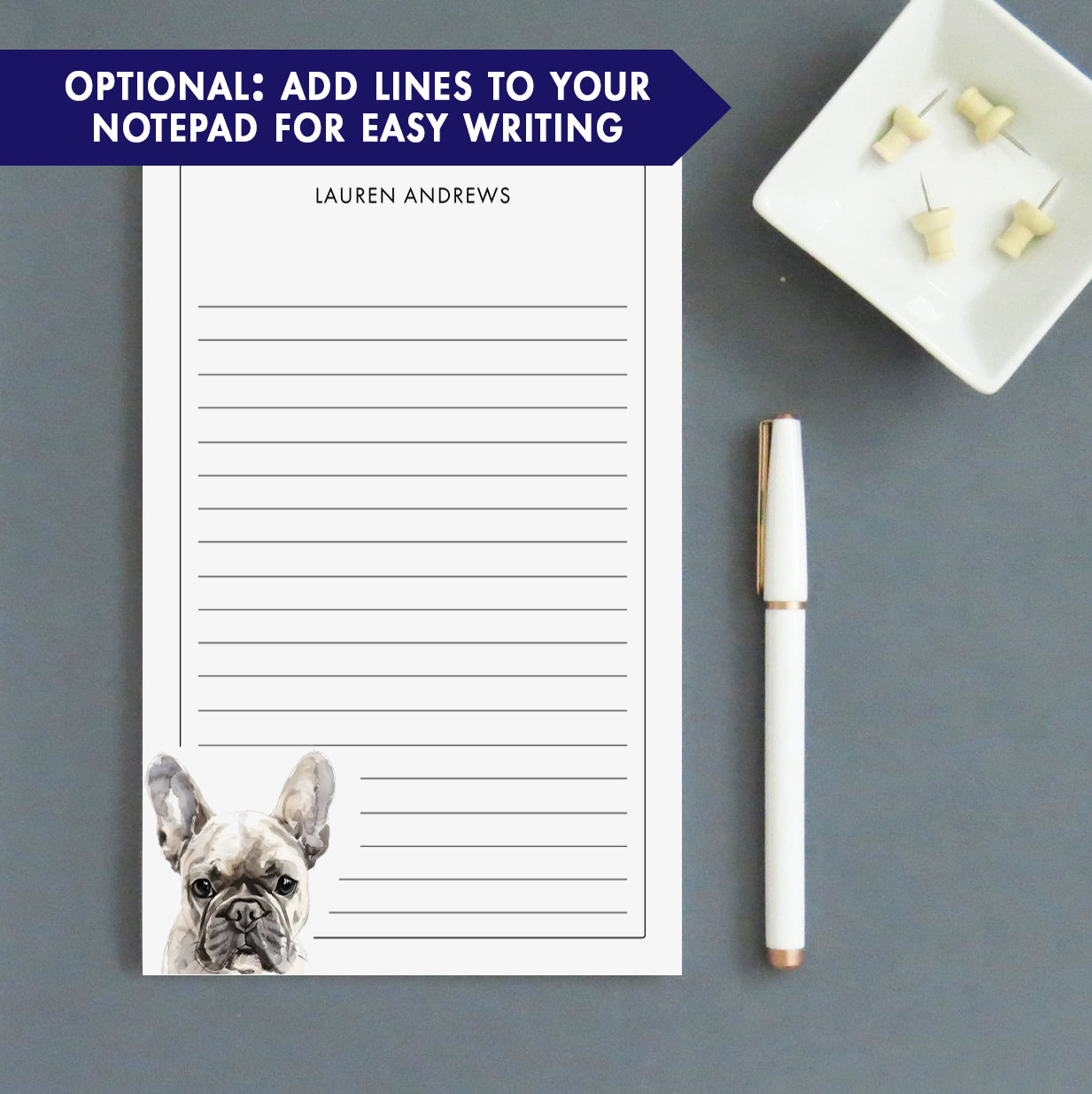 French Bulldog Personalized Notepad Set Or Choose Your Dog Breed