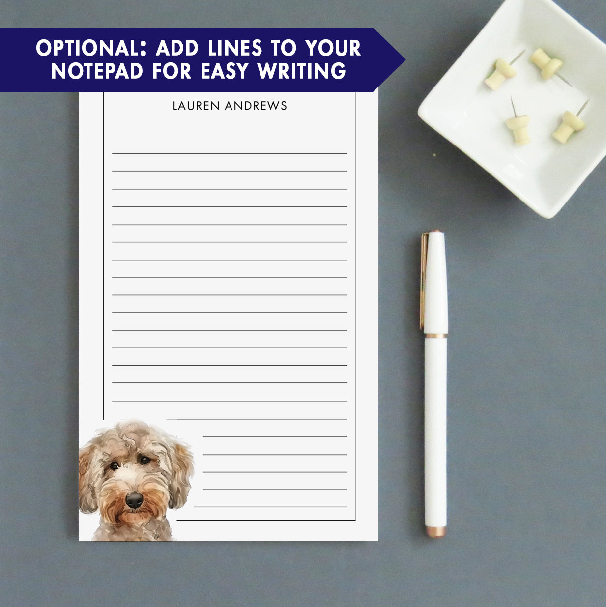 Watercolor Goldendoodle Custom Note Pad Or Choose Your Dog Breed