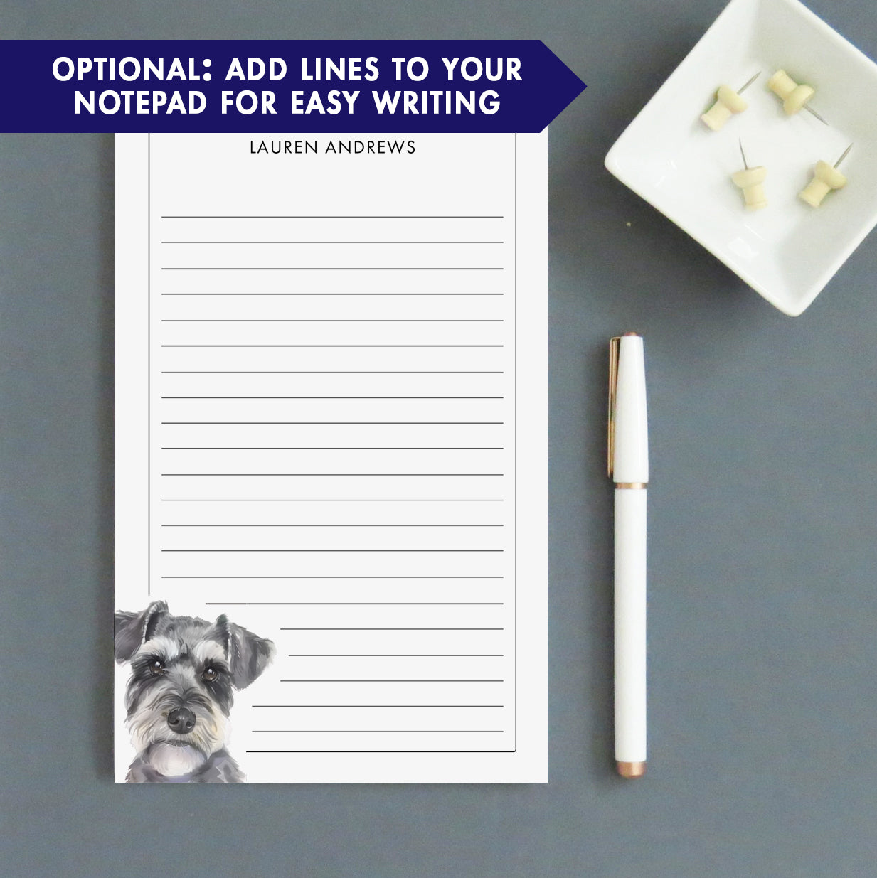 Schnauzer Personalized Note Pad Set Or Choose Your Dog Breed