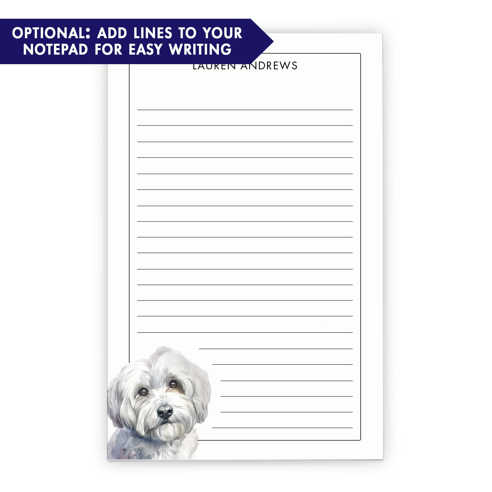 Watercolor Havanese Custom Notepad Or Choose Your Dog Breed