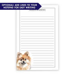 Pomeranian Custom Stationery Notepad Or Choose Your Dog Breed