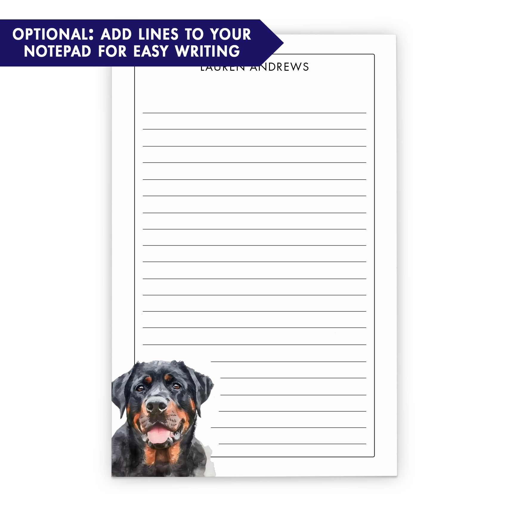 Rottweiler Customizable Note Pads Or Choose Your Dog Breed