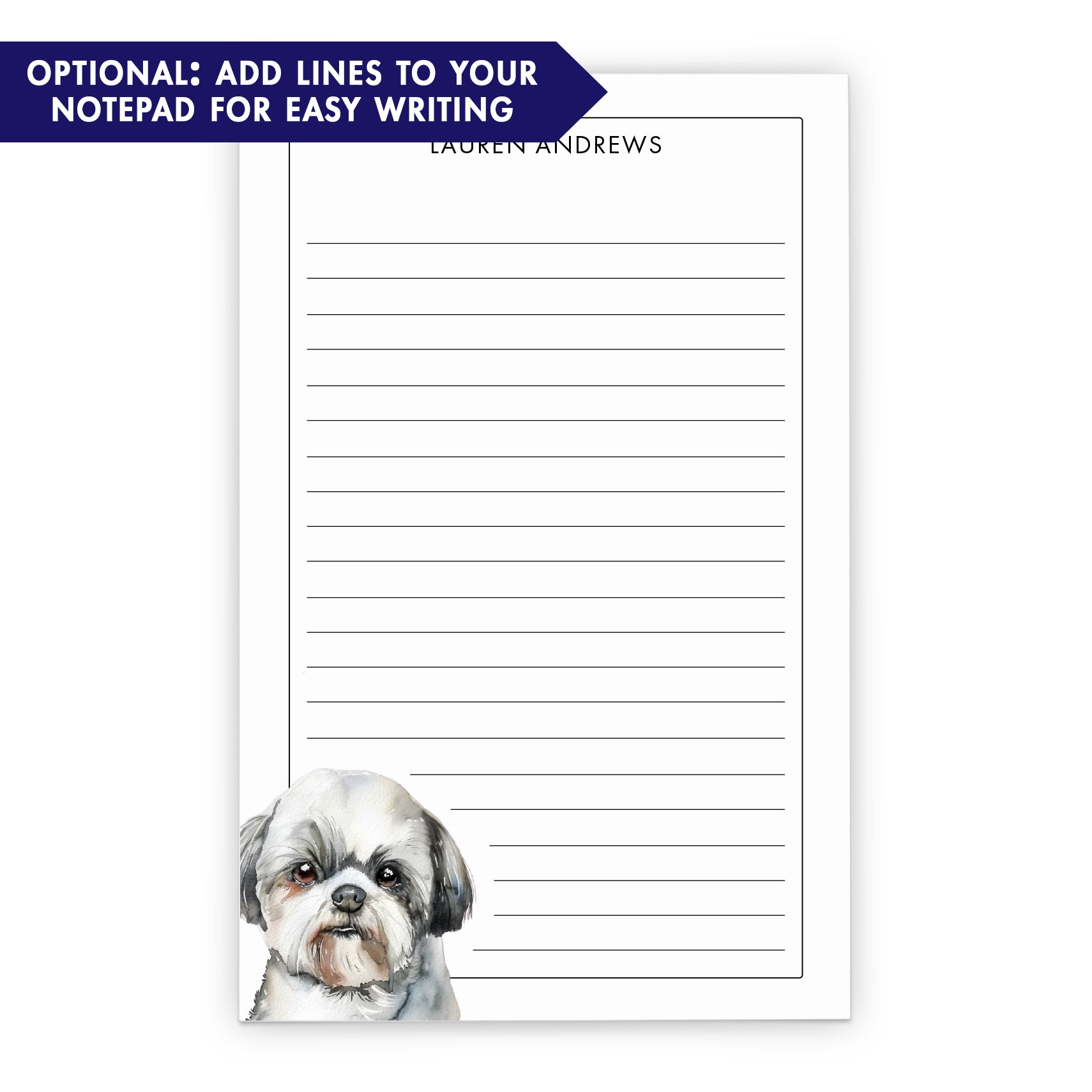 Shih Tzu Custom Notepad Stationery Or Choose Your Dog Breed