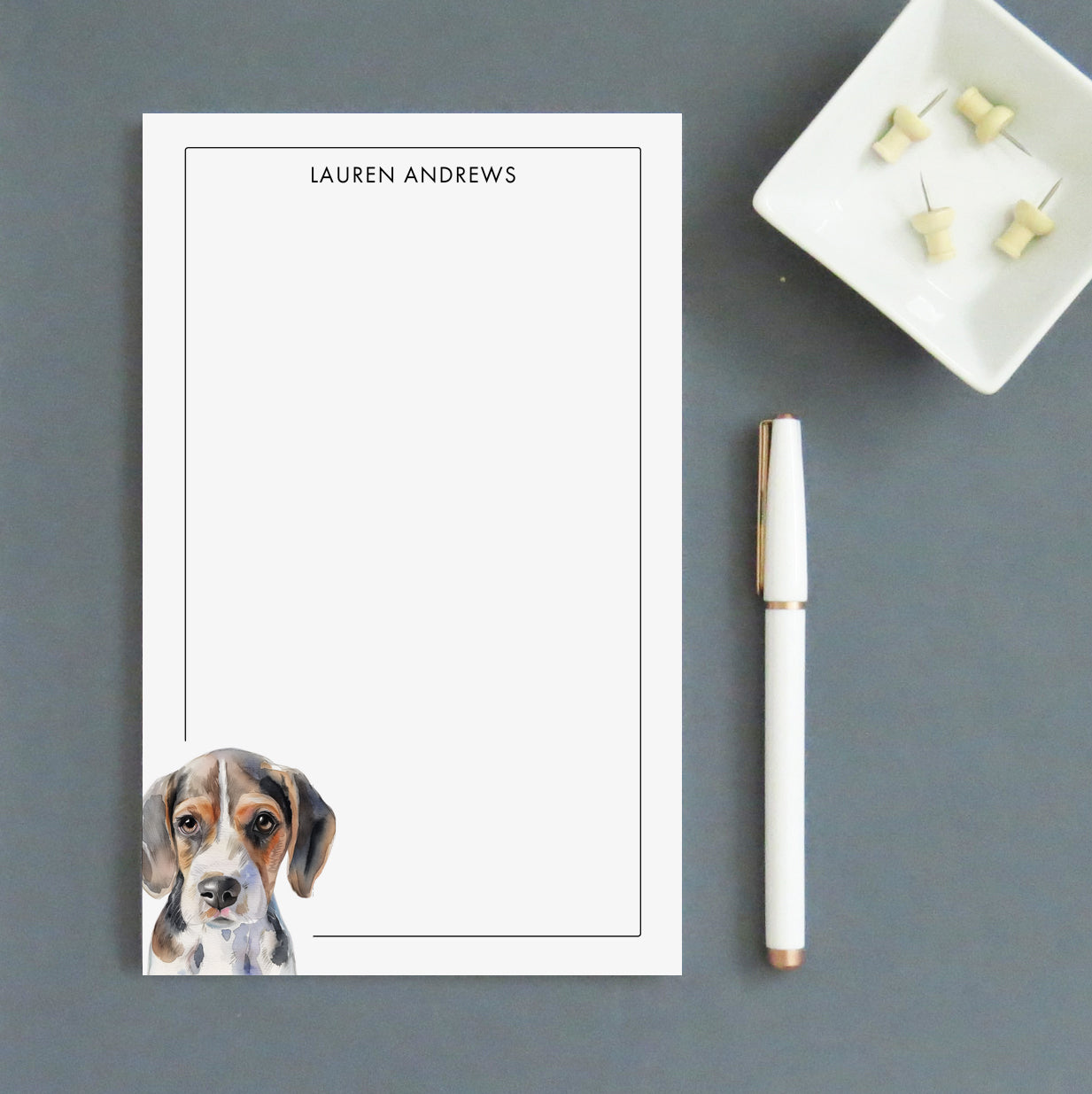 Watercolor Beagle Personalized Notepad Or Choose Your Dog Breed