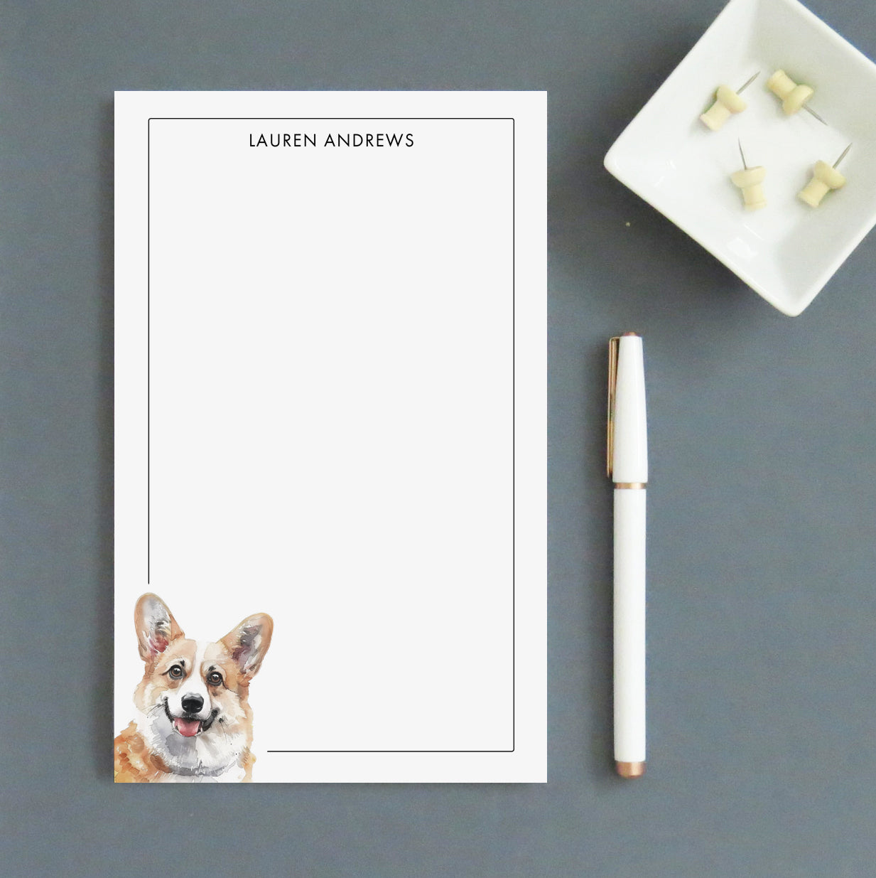 Corgi Personalized Stationery Notepad Or Choose Your Dog Breed
