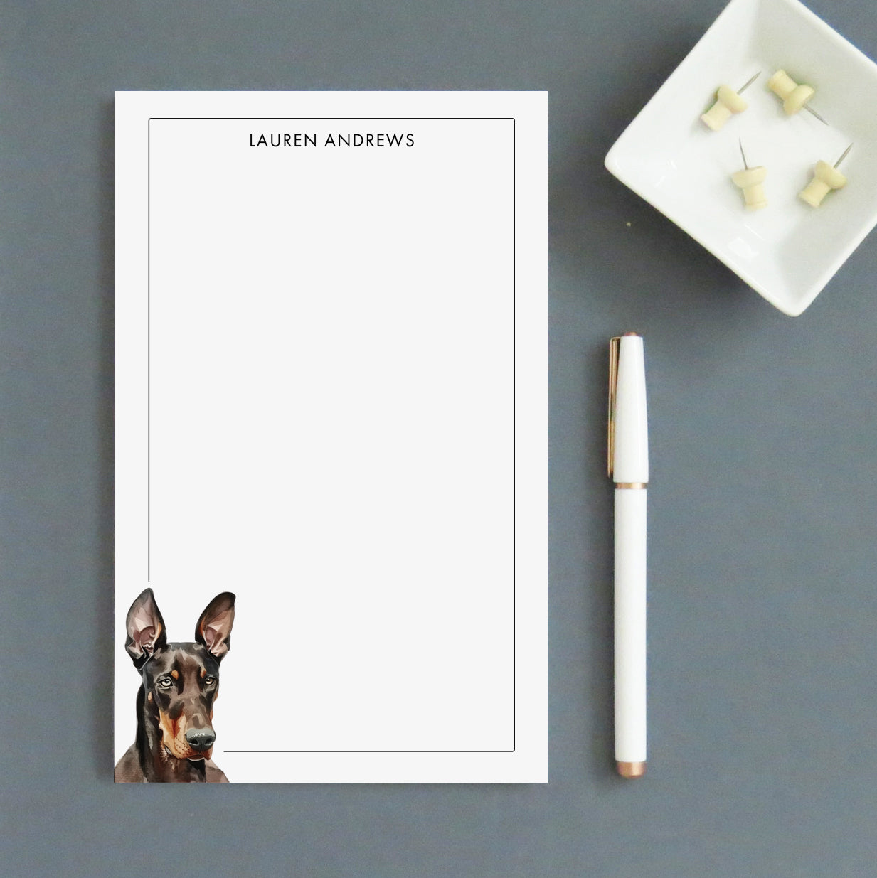 Doberman Custom Notepad Stationery Set Or Choose Your Dog Breed
