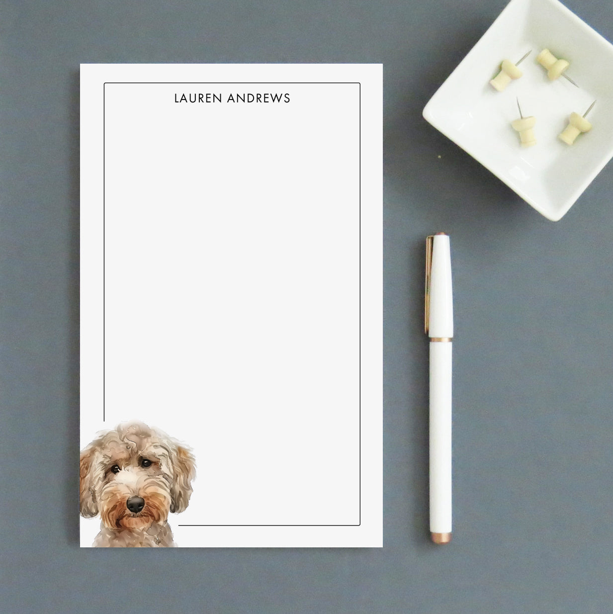 Watercolor Goldendoodle Custom Note Pad Or Choose Your Dog Breed
