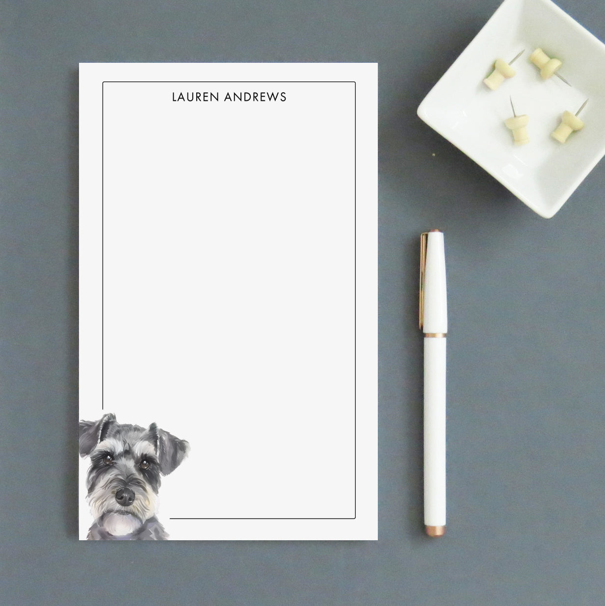 Schnauzer Personalized Note Pad Set Or Choose Your Dog Breed