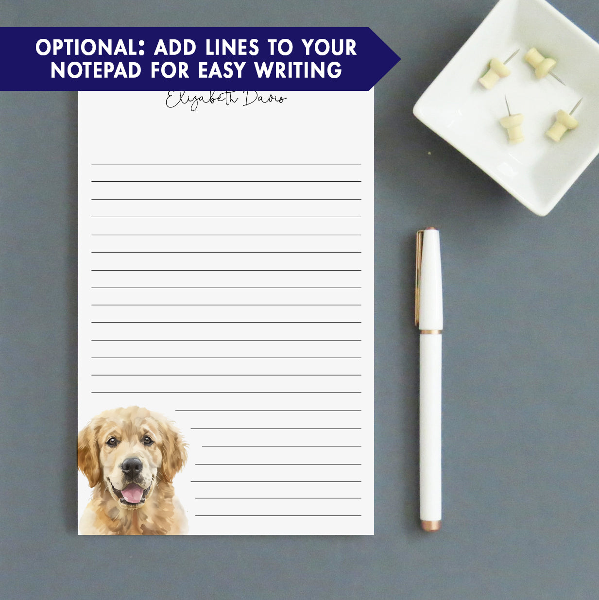 Golden Retreiver Notepad Set Personalized Or Choose Your Dog Breed