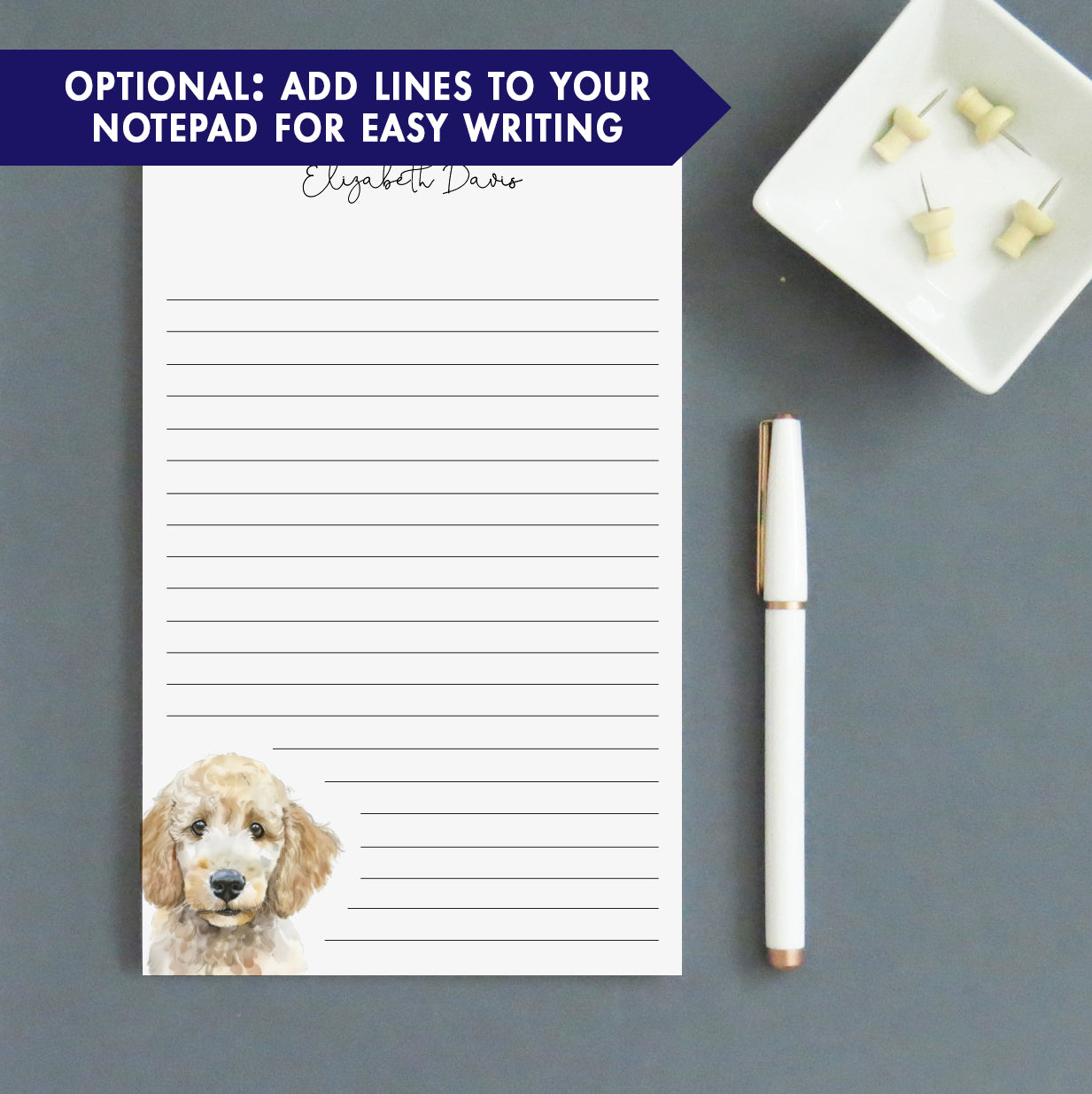 Watercolor Poodle Writing Pad Personalized Or Choose Your Dog Breed