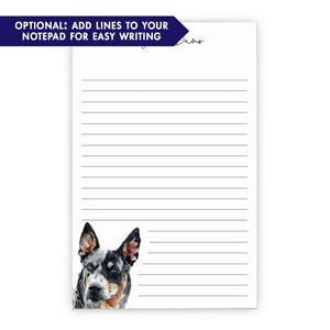 Cattle Dog Custom Notepad Stationery Or Choose Your Dog Breed