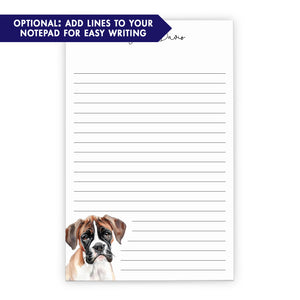 Watercolor Boxer Dog Custom Notepad Or Choose Your Dog Breed