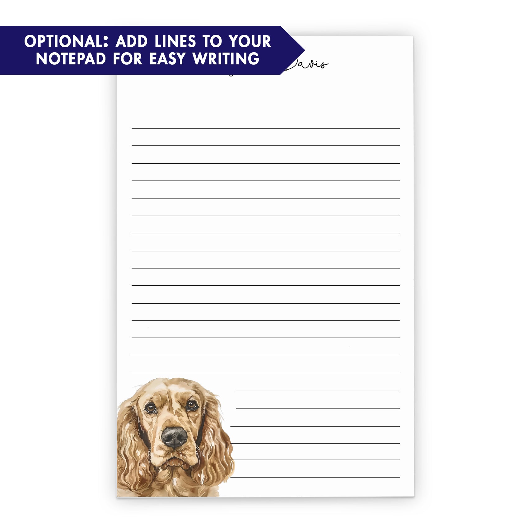 Cocker Spaniel Personalized Notepad Or Choose Your Dog Breed