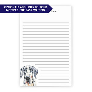 Great Dane Custom Stationery Notepads Or Choose Your Dog Breed