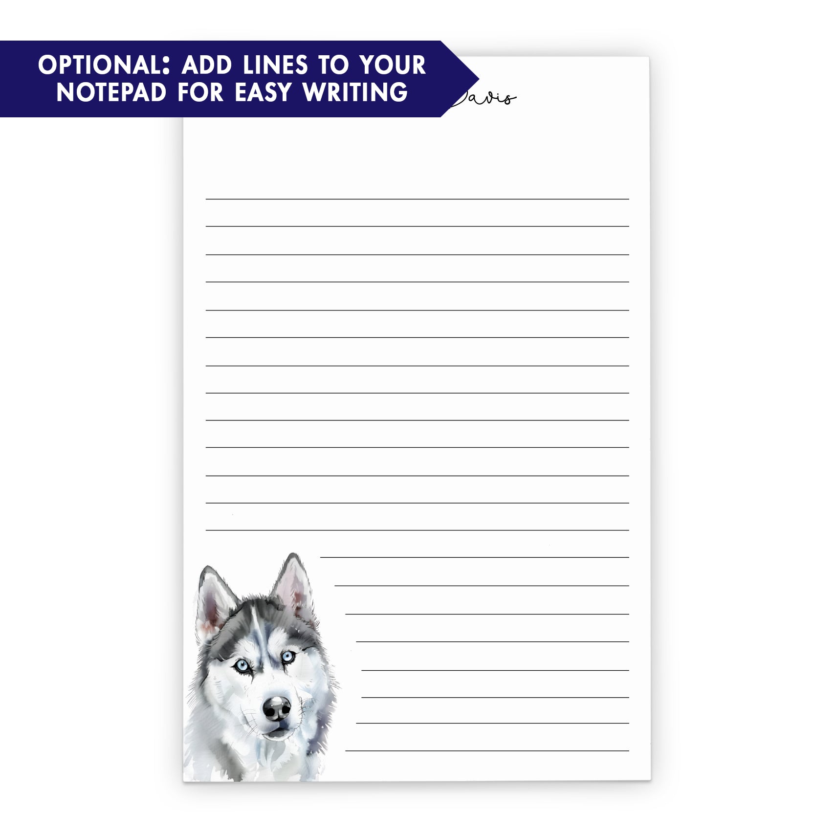 Husky Personalized Notepad Set Or Choose Your Dog Breed