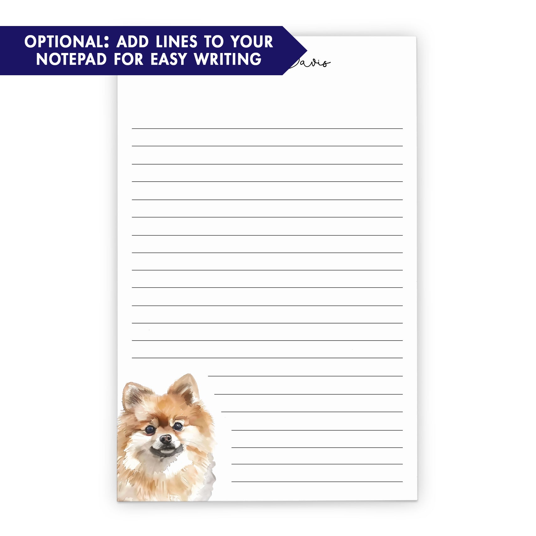 Pomeranian Personalized Notepad Set Or Choose Your Dog Breed