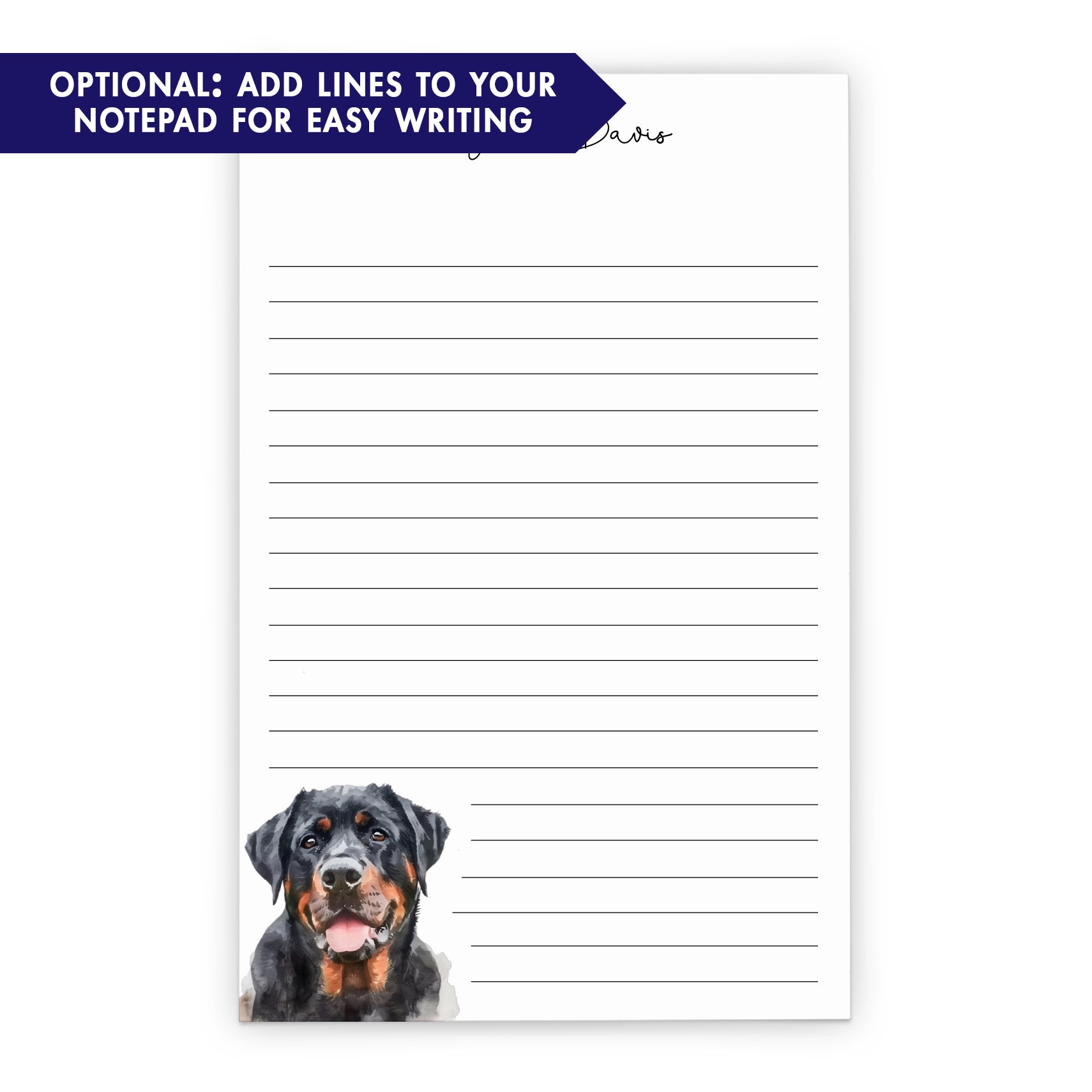 Rottweiler Personalized Notepads Or Choose Your Dog Breed