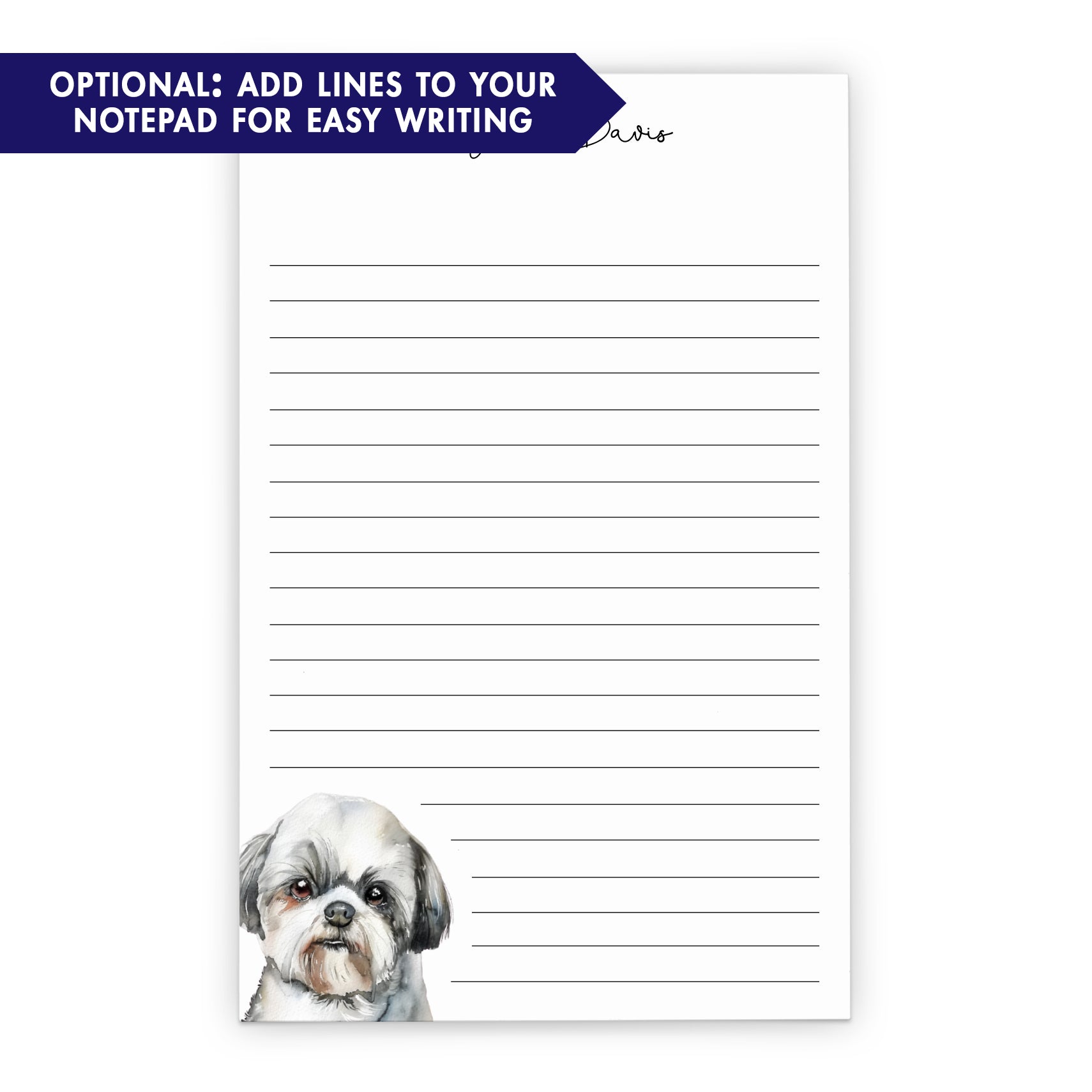 Shih Tzu Personalized Notepad Set Or Choose Your Dog Breed