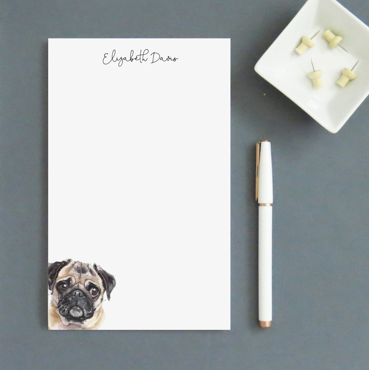 Pug Custom Stationery Notepads Or Choose Your Dog Breed