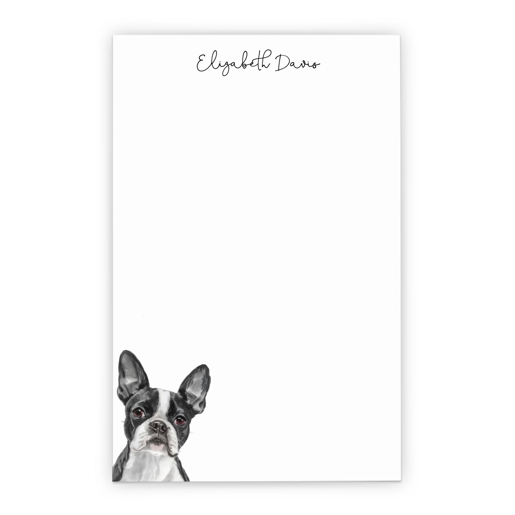 Boston Terrier Custom Notepad Set Or Choose Your Dog Breed