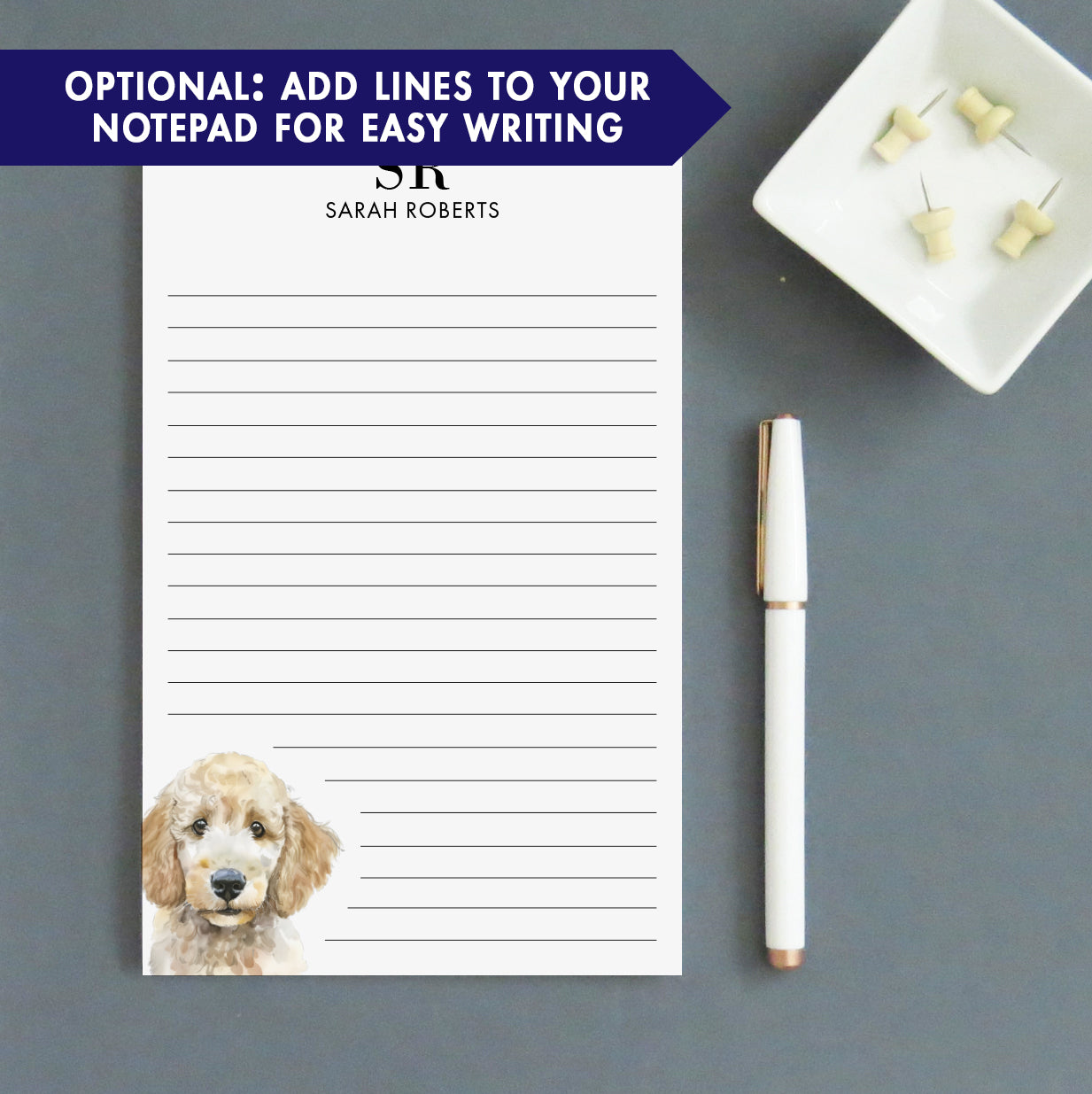 Poodle Personalized Monogram Note Pad Or Choose Your Dog Breed