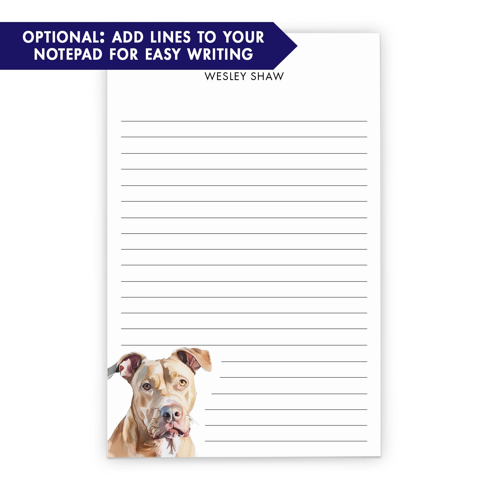 Pitbull Monogrammed Personalized Notepad Or Choose Your Dog Breed