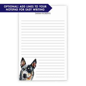 Cattle Dog Monogram Notepad Personalized Or Choose Your Dog Breed