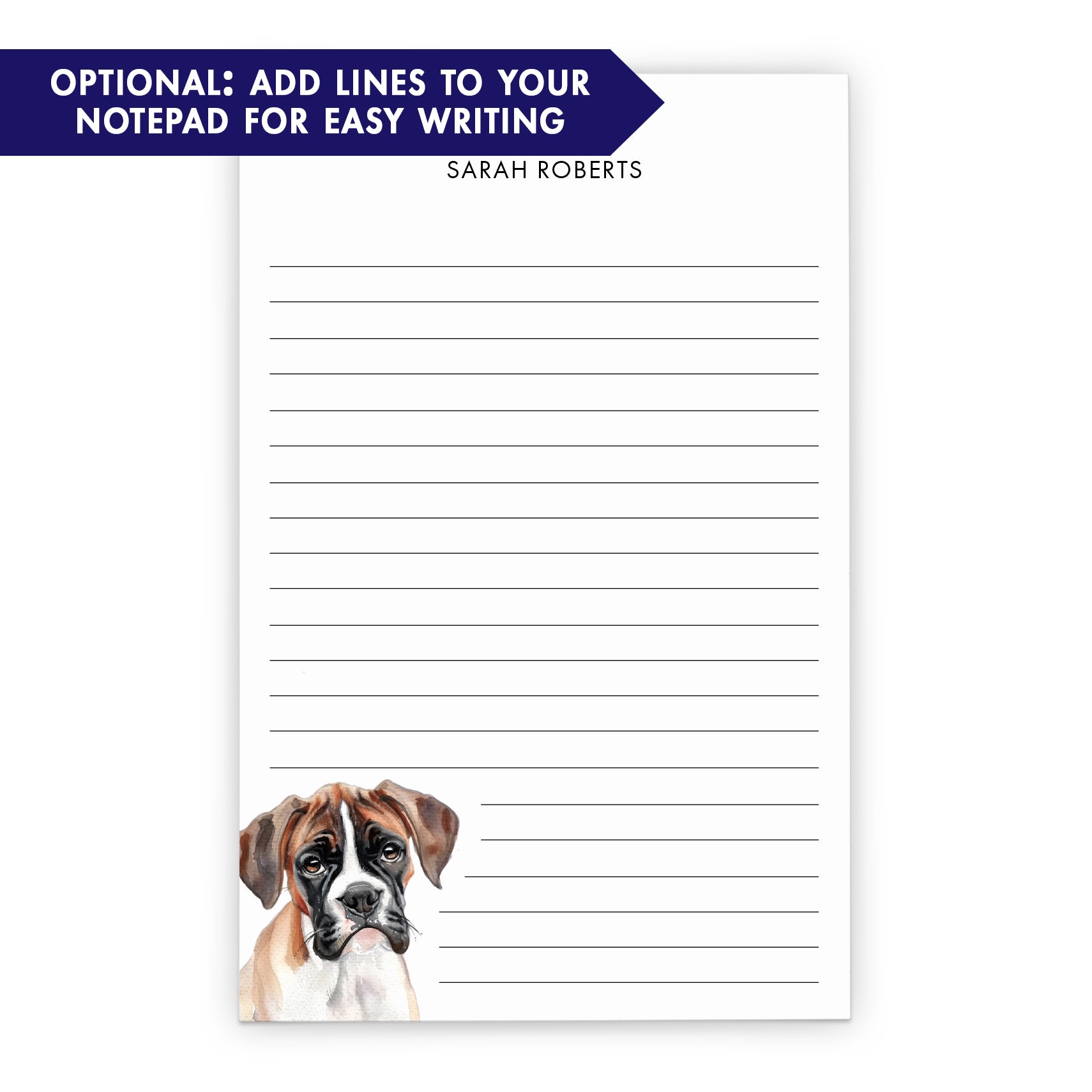 Boxer Dog Customized Monogram Notepad Or Choose Your Dog Breed