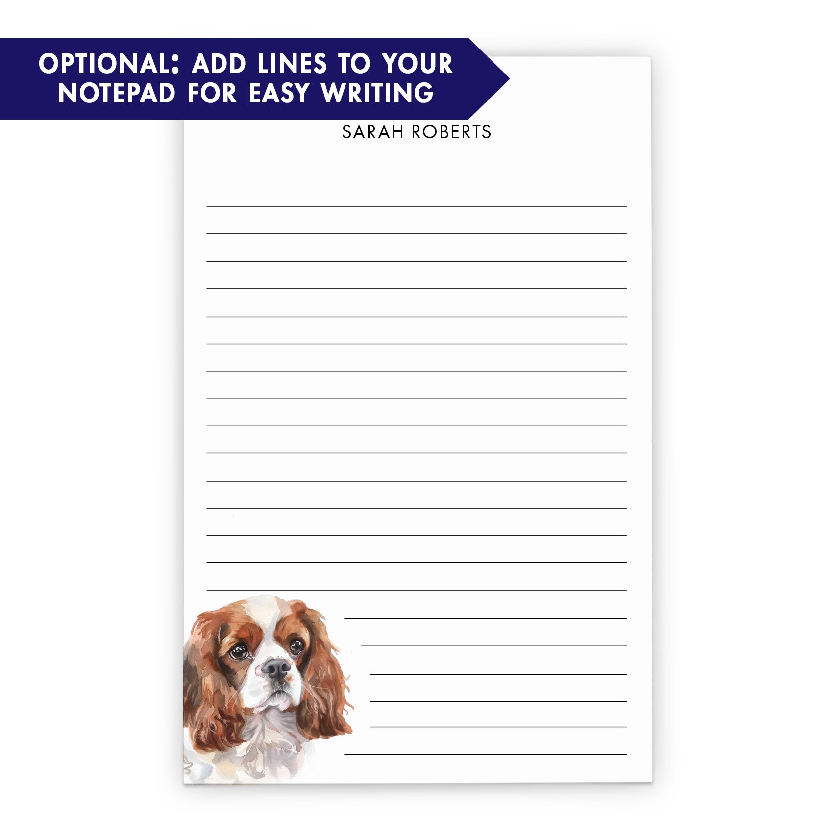 Cavalier King Charles Monogram Notepad Or Choose Your Dog Breed