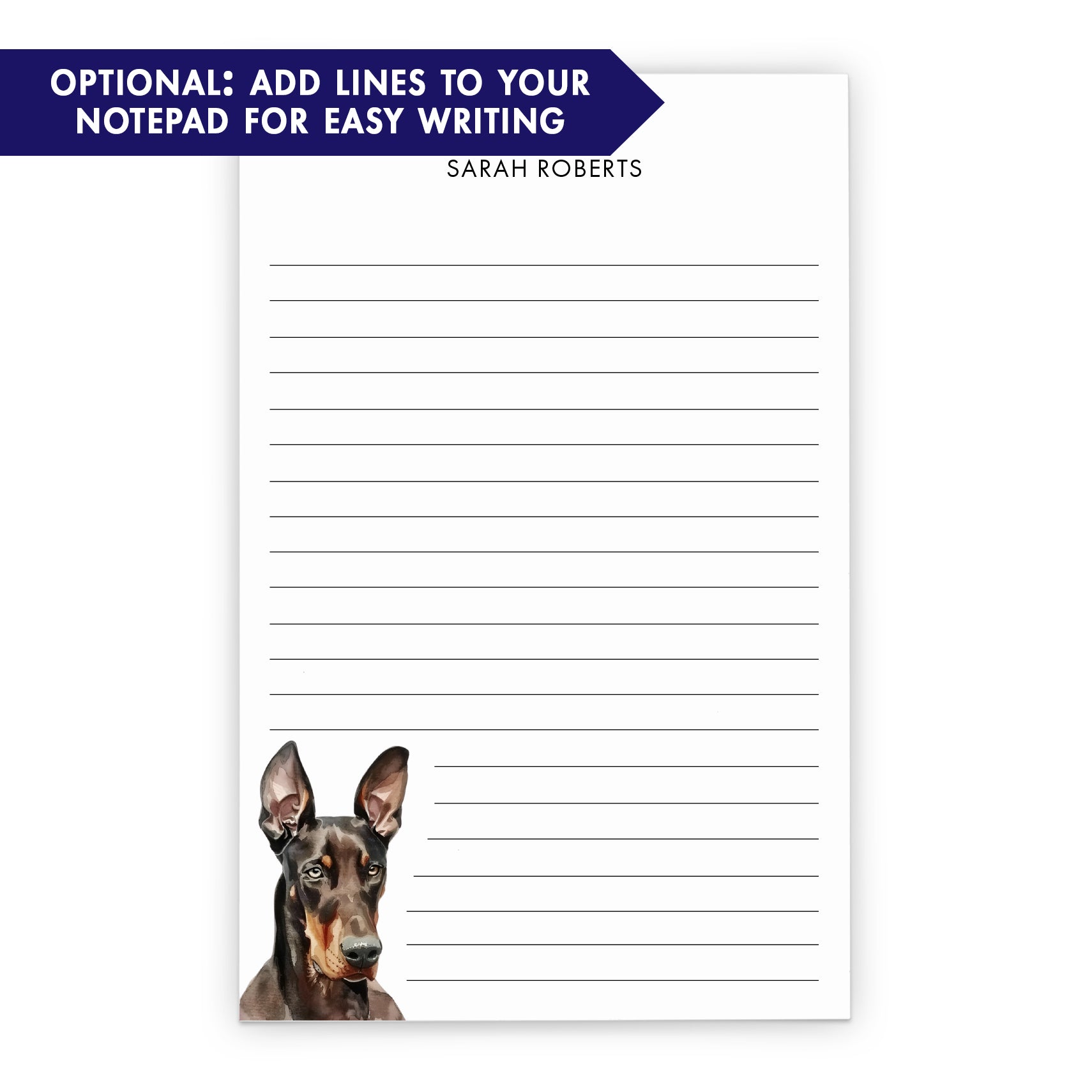 Doberman Monogram Notepad Personalized Or Choose Your Dog Breed