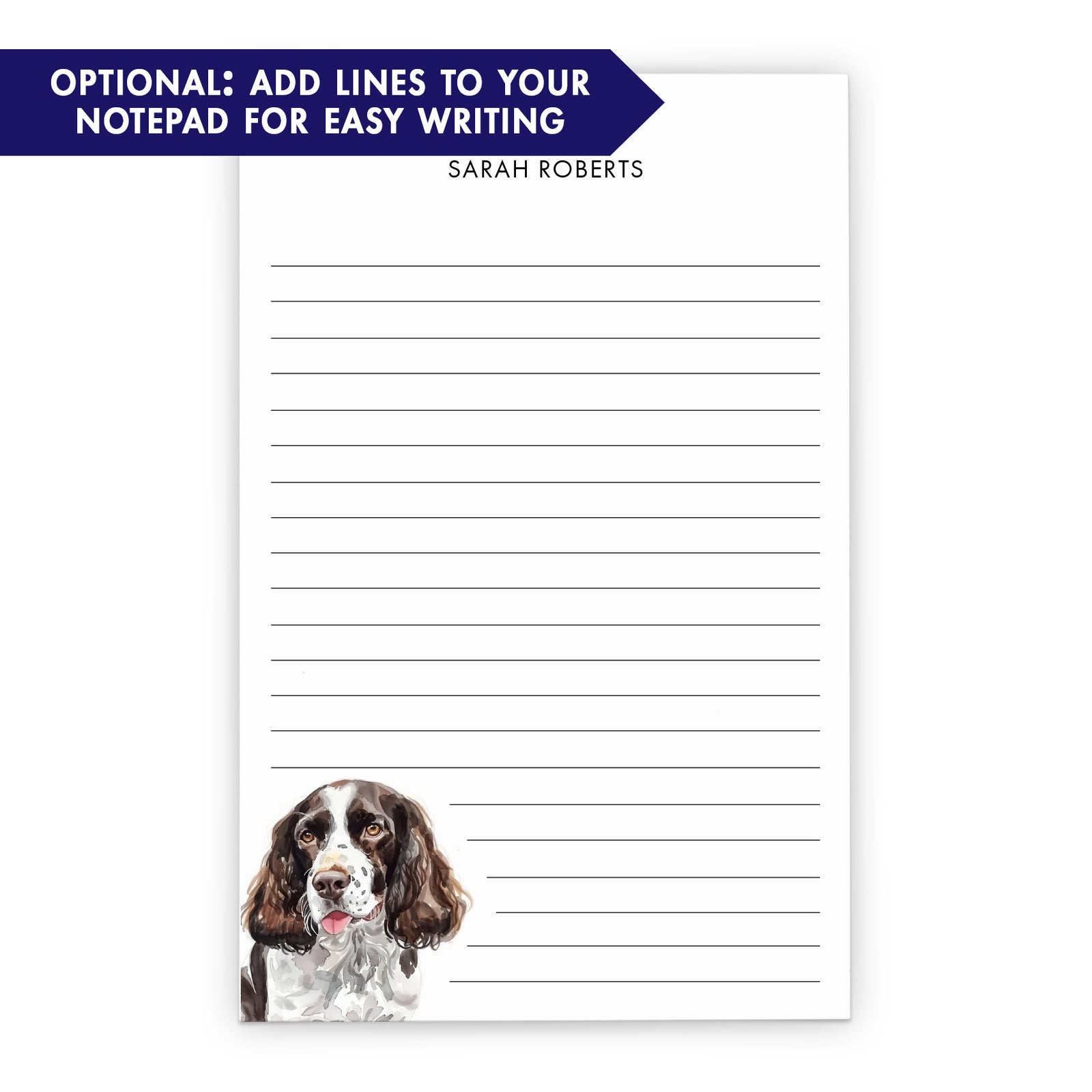 English Springer Spaniel Monogram Notepad Or Choose Your Dog Breed
