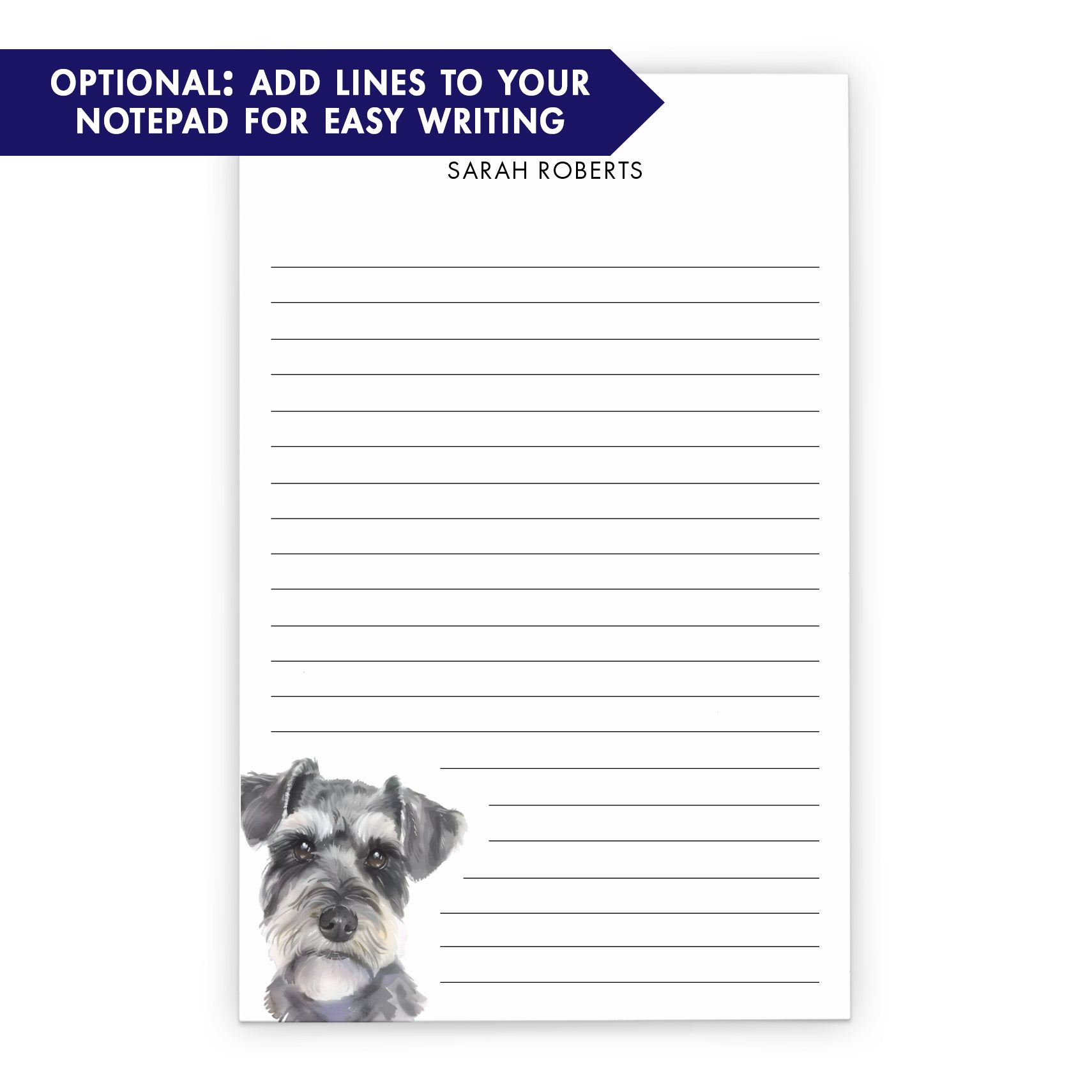 Schnauzer Customized Monogram Notepad Or Choose Your Dog Breed