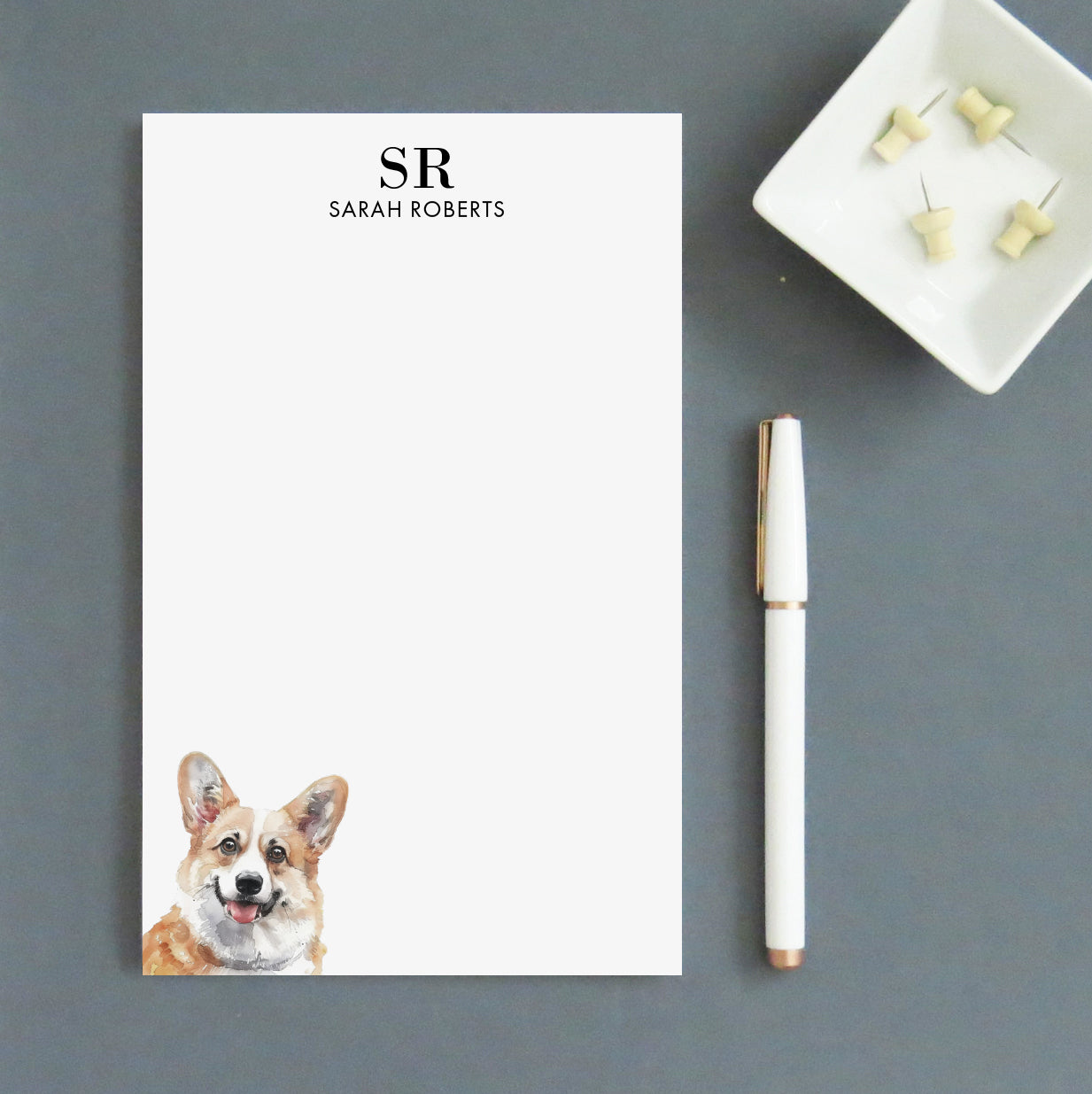 Corgi Customized Monogram Notepad Set Or Choose Your Dog Breed