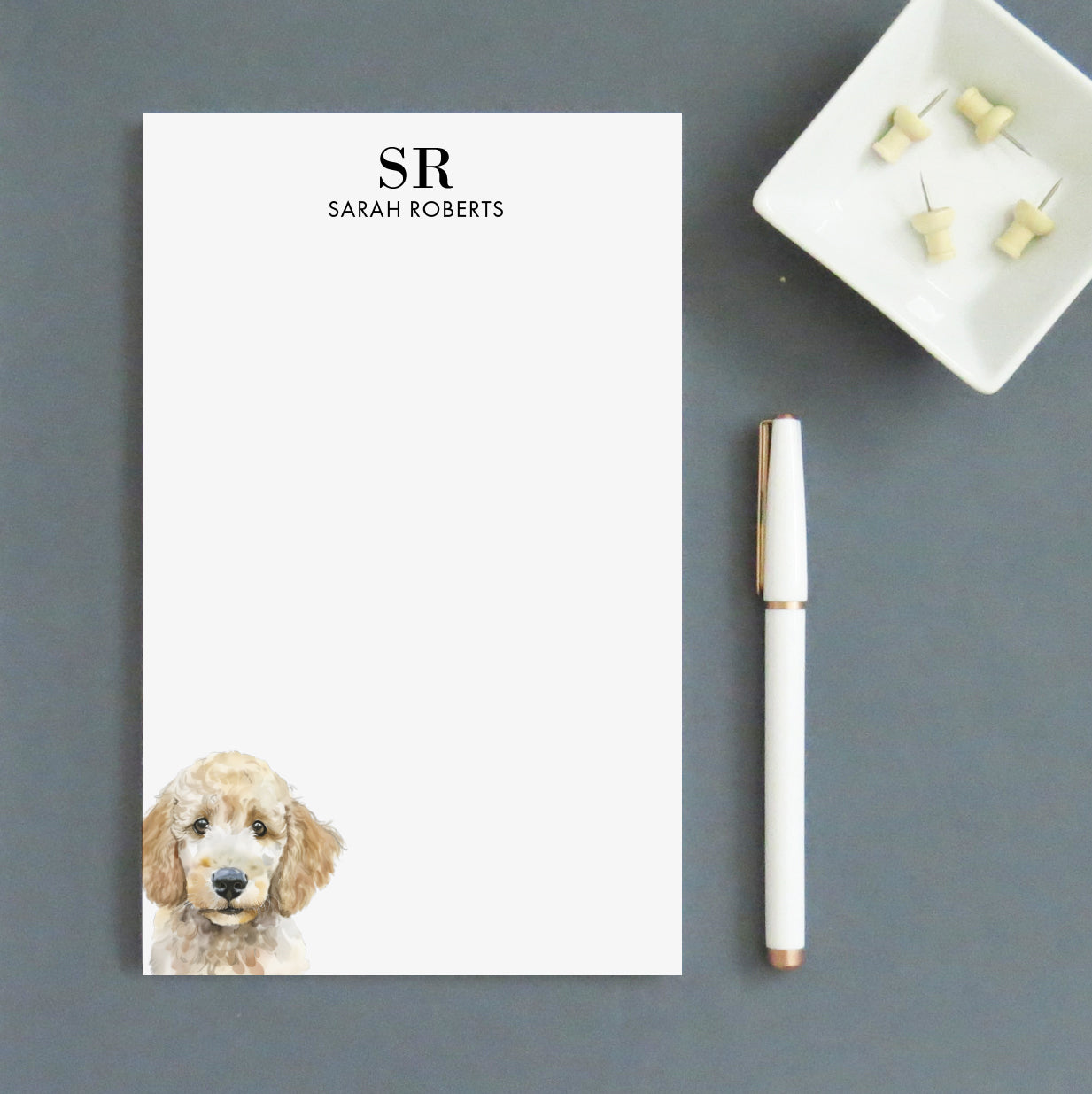 Poodle Personalized Monogram Note Pad Or Choose Your Dog Breed