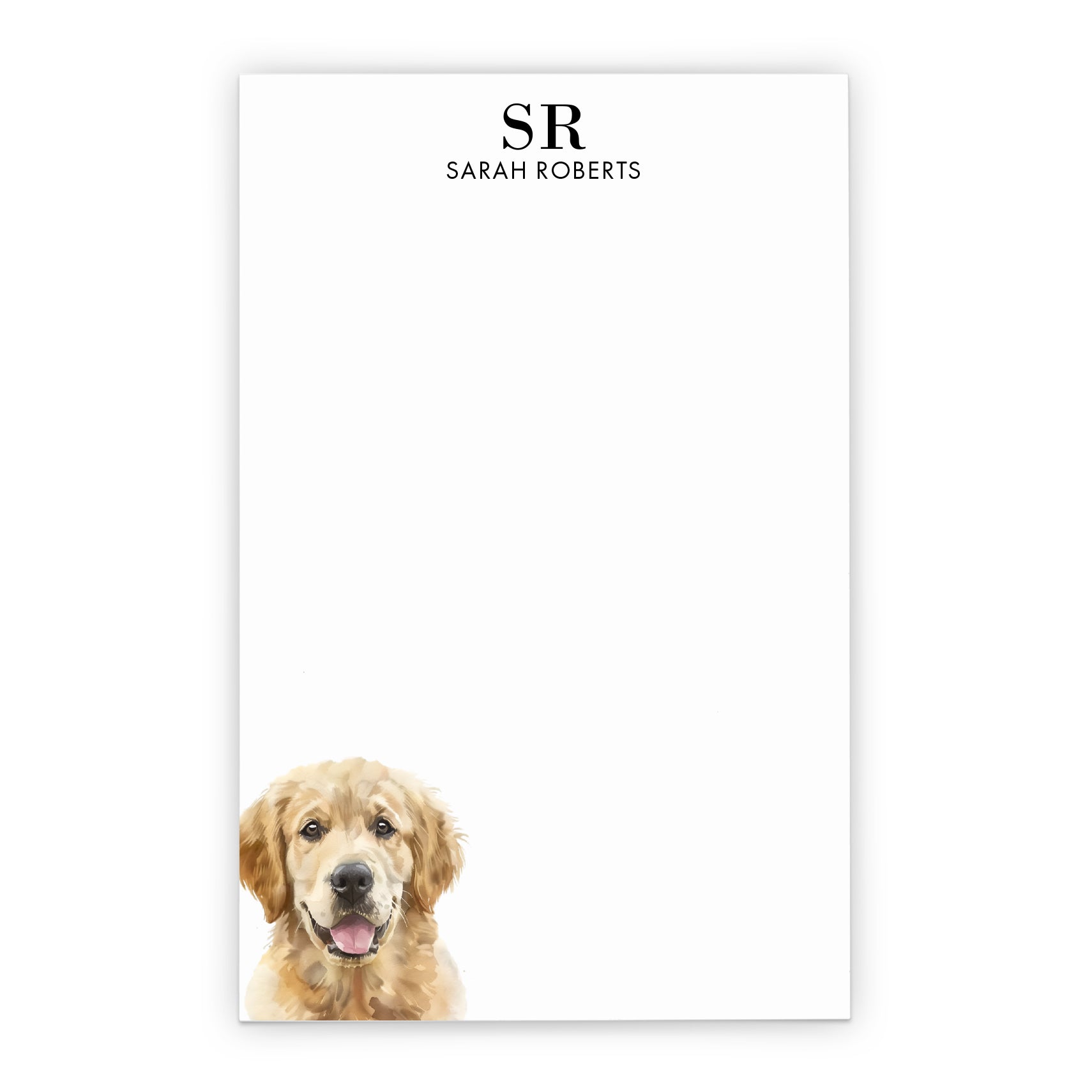 Golden Retriever Customized Monogram Notepad Or Choose Your Dog Breed