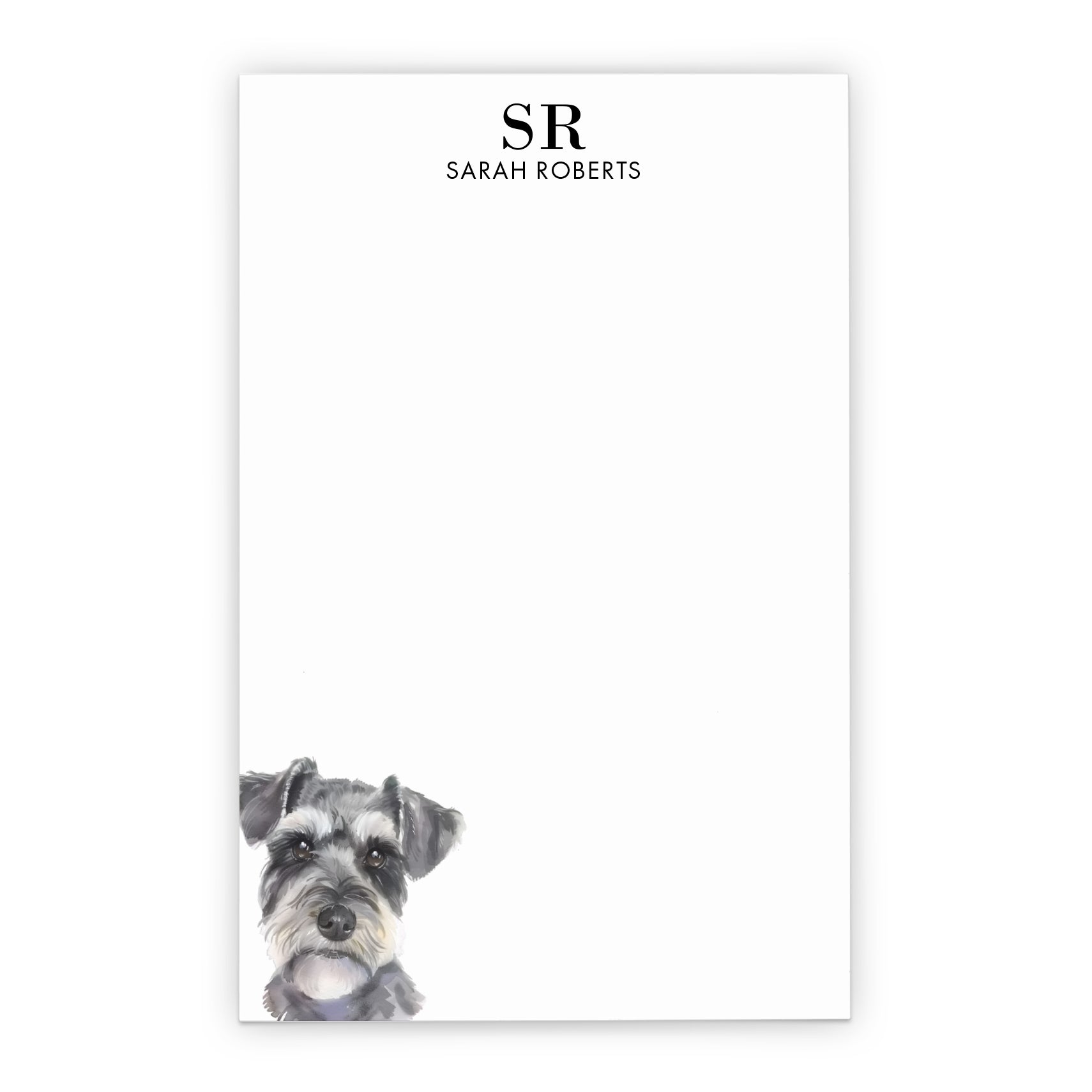 Schnauzer Customized Monogram Notepad Or Choose Your Dog Breed