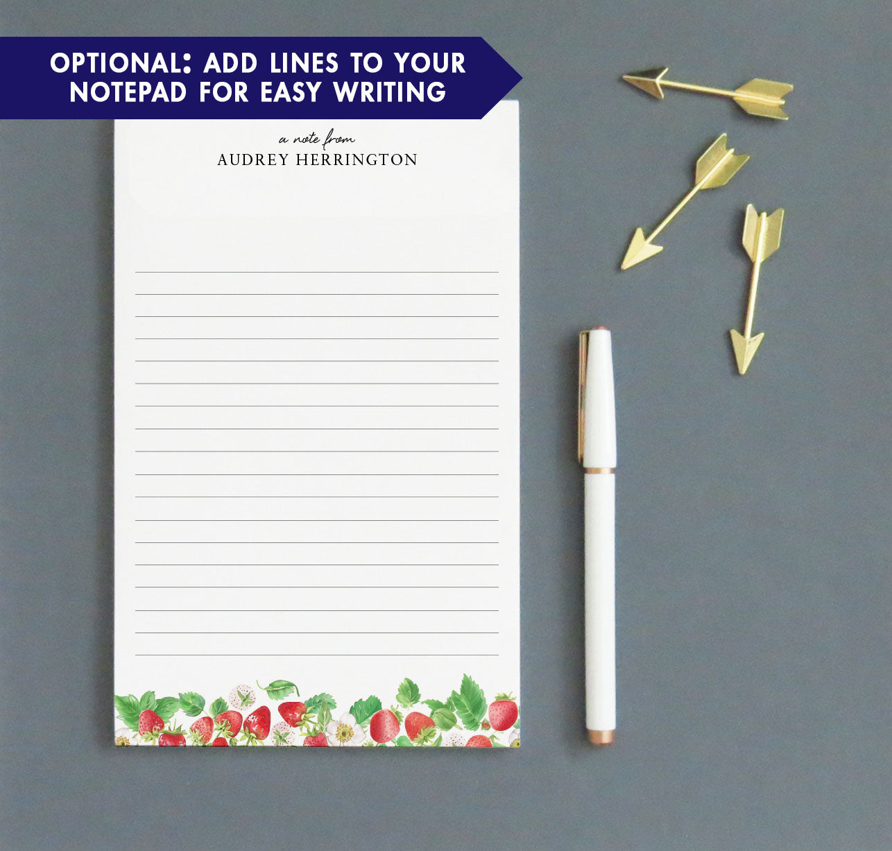 Summery Custom Stationery Note Pads With Strawberries