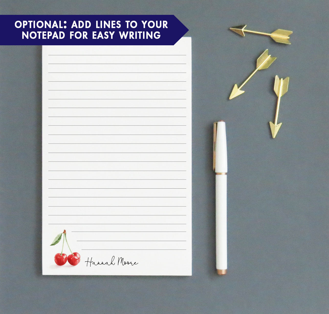 Fun Watercolor Personalized Cherry Notepads With Name 
