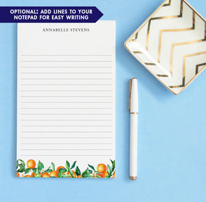 Colorful Personalized Stationery Notepads With Oranges