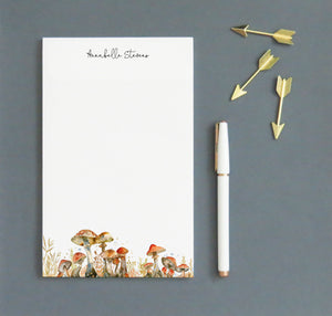 Watercolor Personalized Notepad With Mushrooms