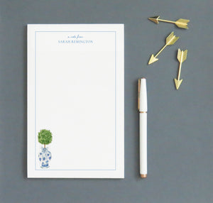 Watercolor Personalized Stationery Notepad With Topiary Tree