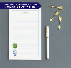 Watercolor Personalized Stationery Notepad With Topiary Tree