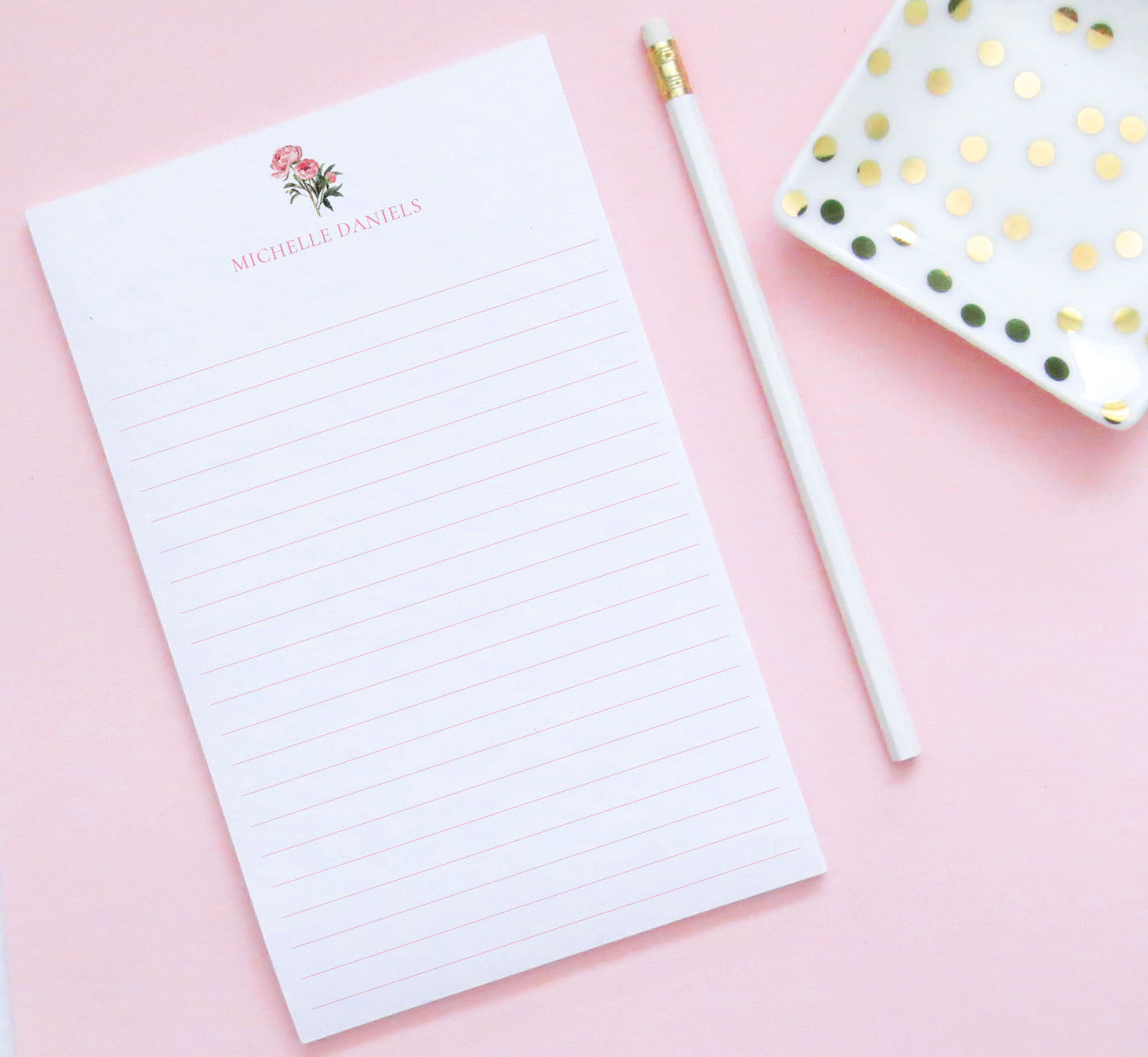 Classy Custom Stationery Notepads With Watercolor Peonies