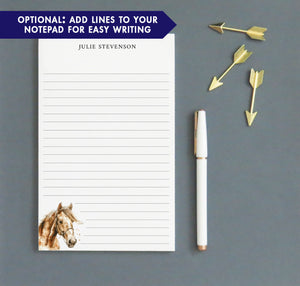 Vintage Horse Themed Personalized Notepads With Name